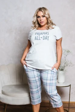 Glamour piżama damska krótki rękaw, 3/4 spodnie