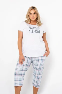 Glamour piżama damska krótki rękaw, 3/4 spodnie