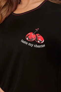 Piżama damska krótki rękaw, krótkie spodnie Cherry