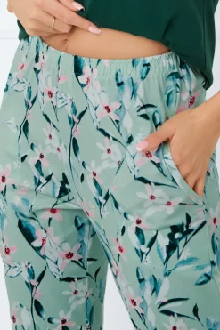 Piżama damska krótki rękaw, 3/4 spodnie Florisa