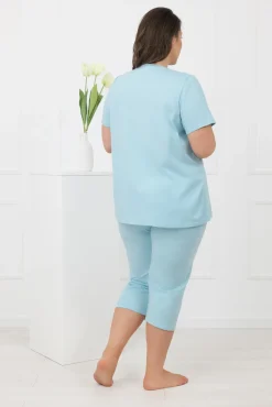 Piżama damska krótki rękaw, 3/4 spodnie Hemaria