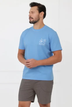 Piżama męska krótki rękaw, krótkie spodnie Active